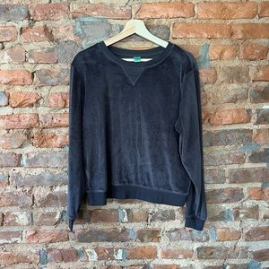 Honeydew Velour Pullover in Dark Gray - Size L